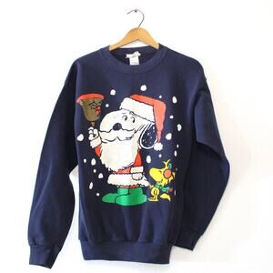 Vintage Snoopy Santa Claus Sweatshirt Large